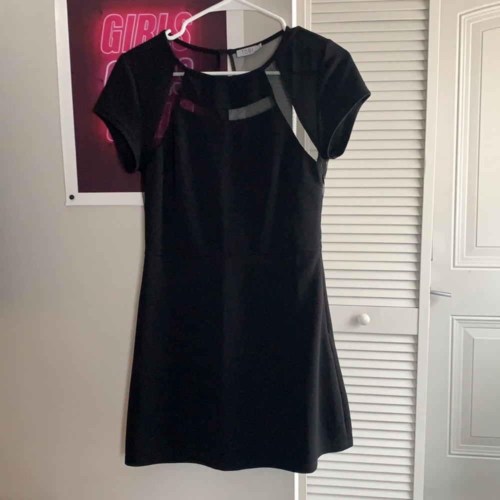TOBI- Black Dress with Mesh Back and Accents